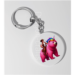 35mm Round Keyring - Unicorn rider - 49