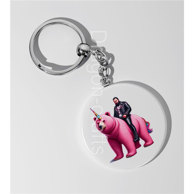 35mm Round Keyring - Unicorn rider - 52 35mm Round Keyring - Unicorn rider - 52