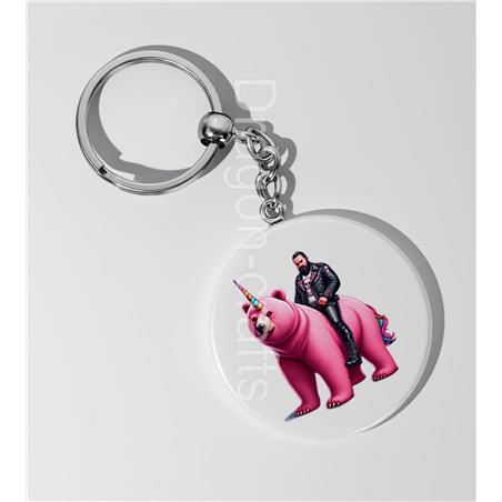 35mm Round Keyring - Unicorn rider - 52
