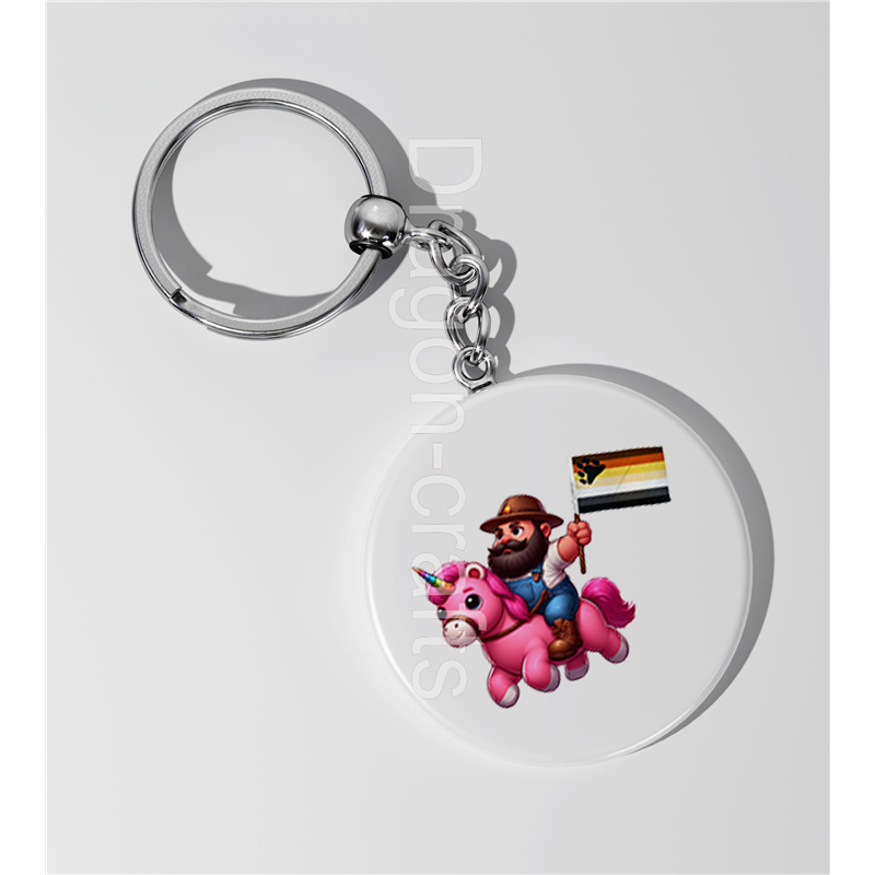 35mm Round Keyring - Unicorn rider - 53