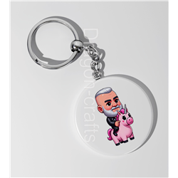 35mm Round Keyring - Unicorn rider - 54