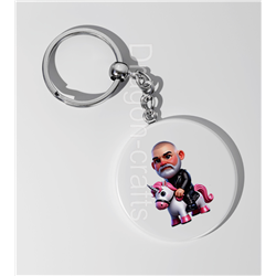 35mm Round Keyring - Unicorn rider - 55