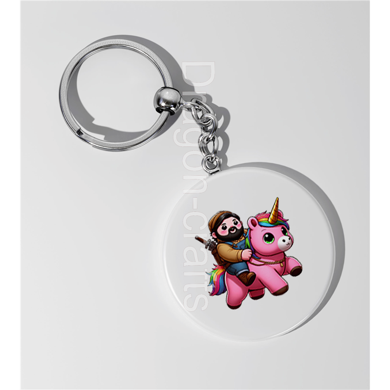 35mm Round Keyring - Unicorn rider - 57