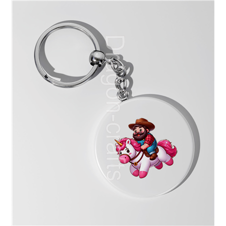 35mm Round Keyring - Unicorn rider - 60