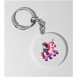 35mm Round Keyring - Unicorn rider - 63