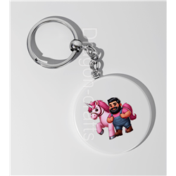 35mm Round Keyring - Unicorn rider - 65