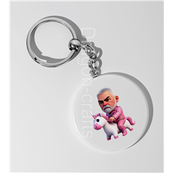 35mm Round Keyring - Unicorn rider - 8