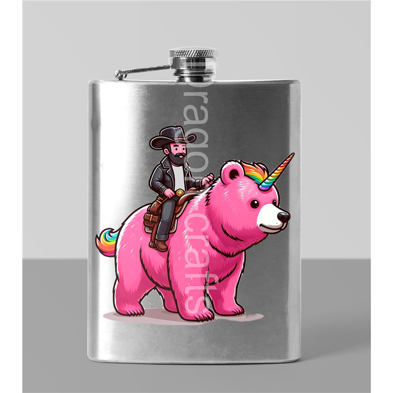 8oz Hip Flask - Unicorn rider - 16