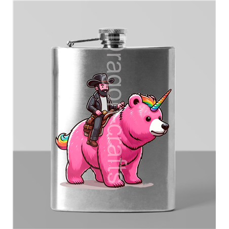 8oz Hip Flask - Unicorn rider - 16