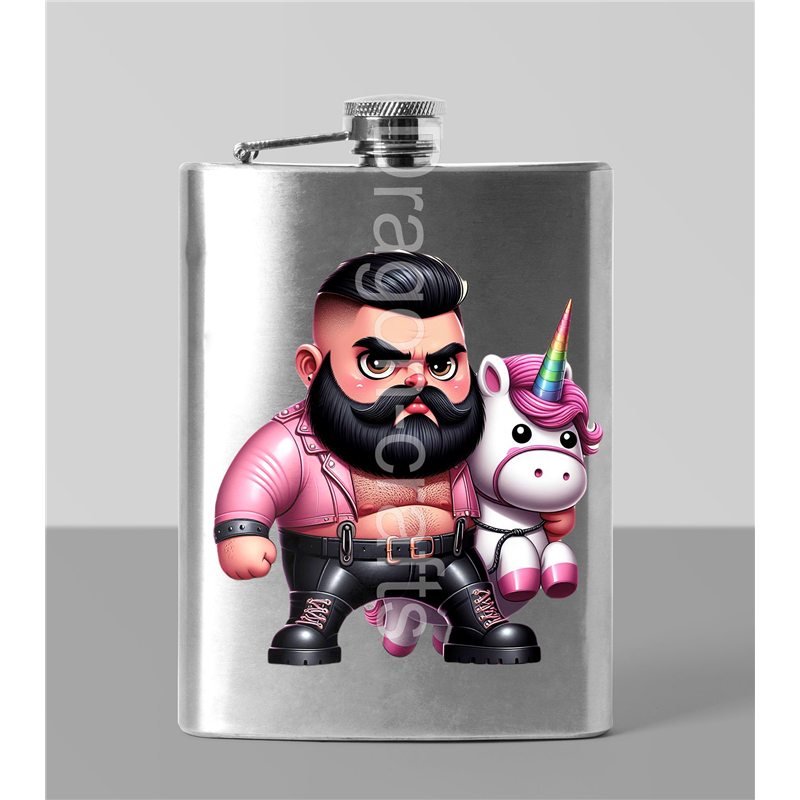 8oz Hip Flask - Unicorn rider - 17