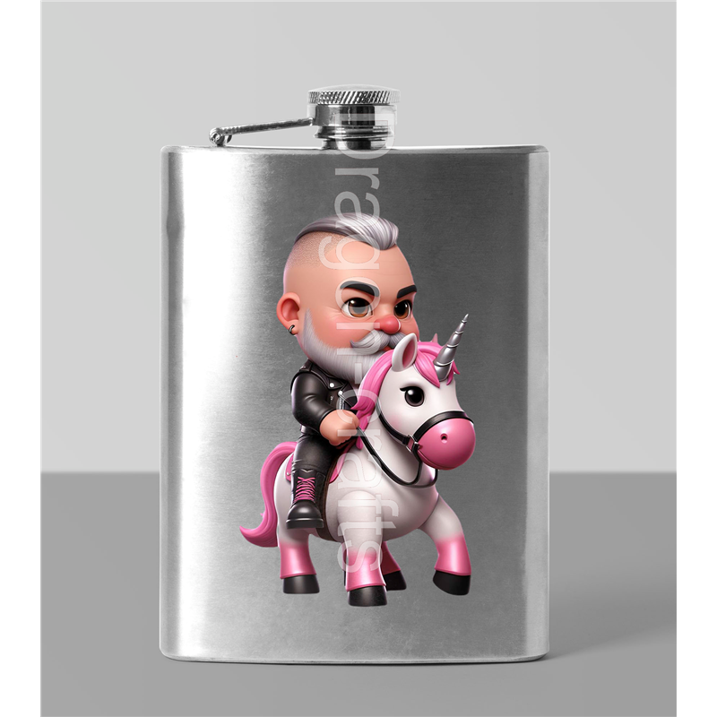 8oz Hip Flask - Unicorn rider - 19
