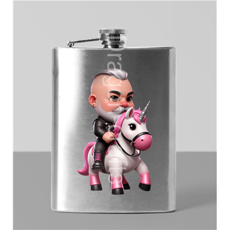 8oz Hip Flask - Unicorn rider - 19