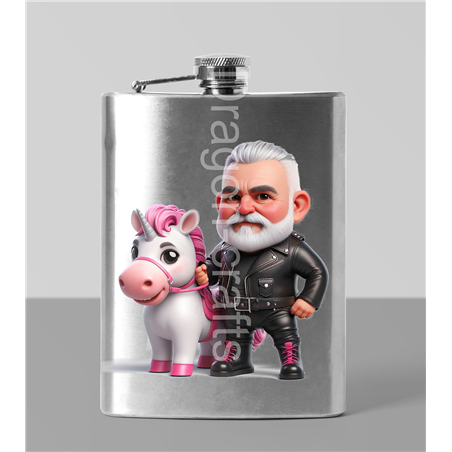 8oz Hip Flask - Unicorn rider - 2