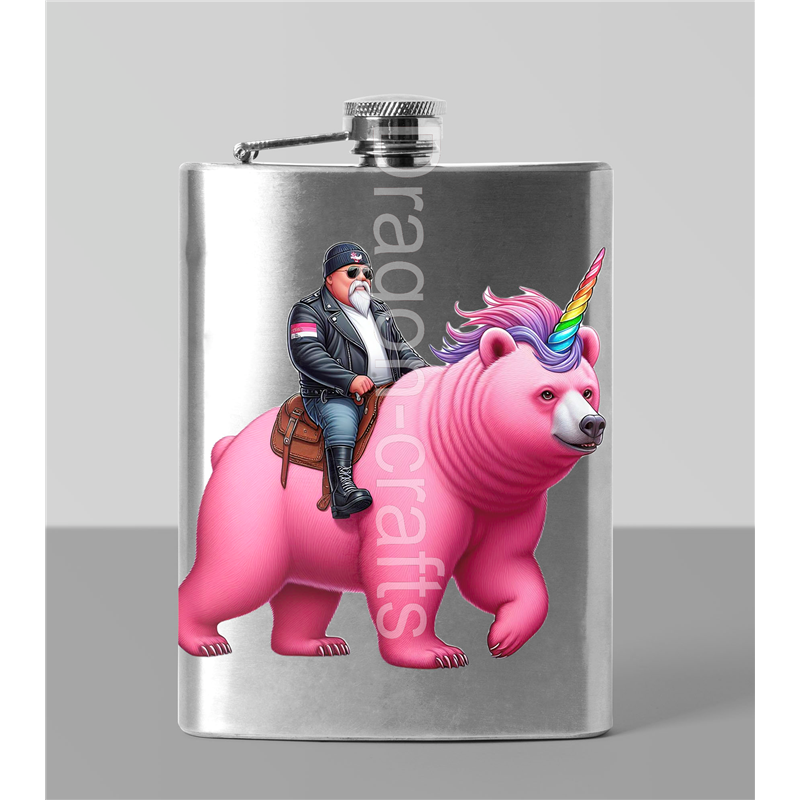 8oz Hip Flask - Unicorn rider - 37
