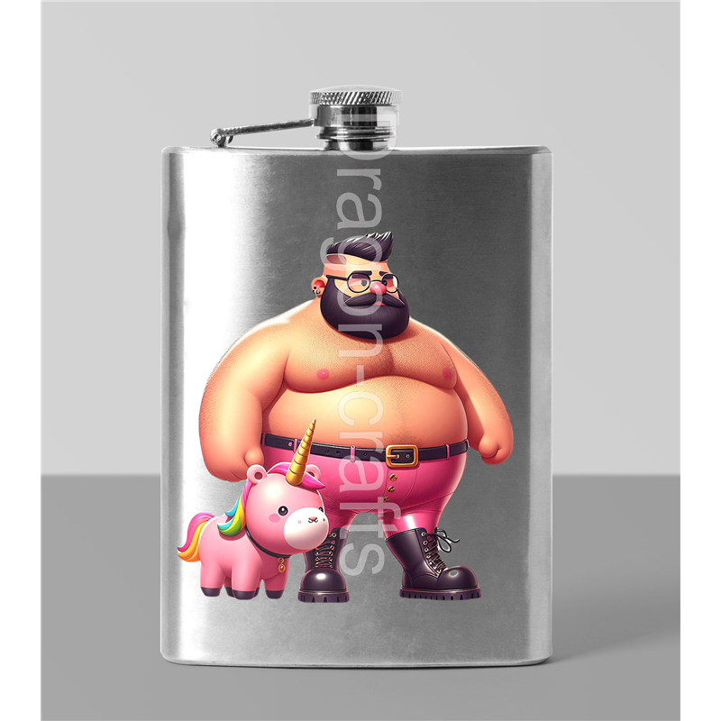 8oz Hip Flask - Unicorn rider - 46