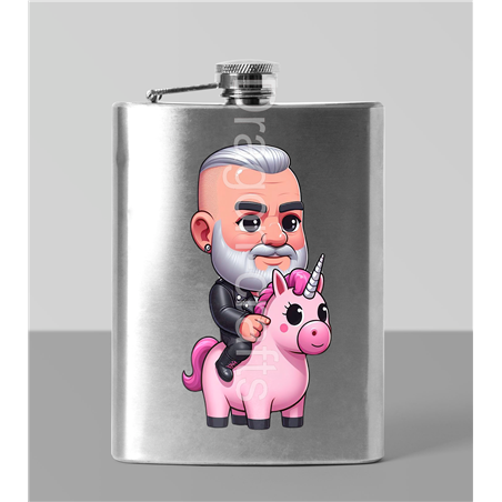 8oz Hip Flask - Unicorn rider - 54