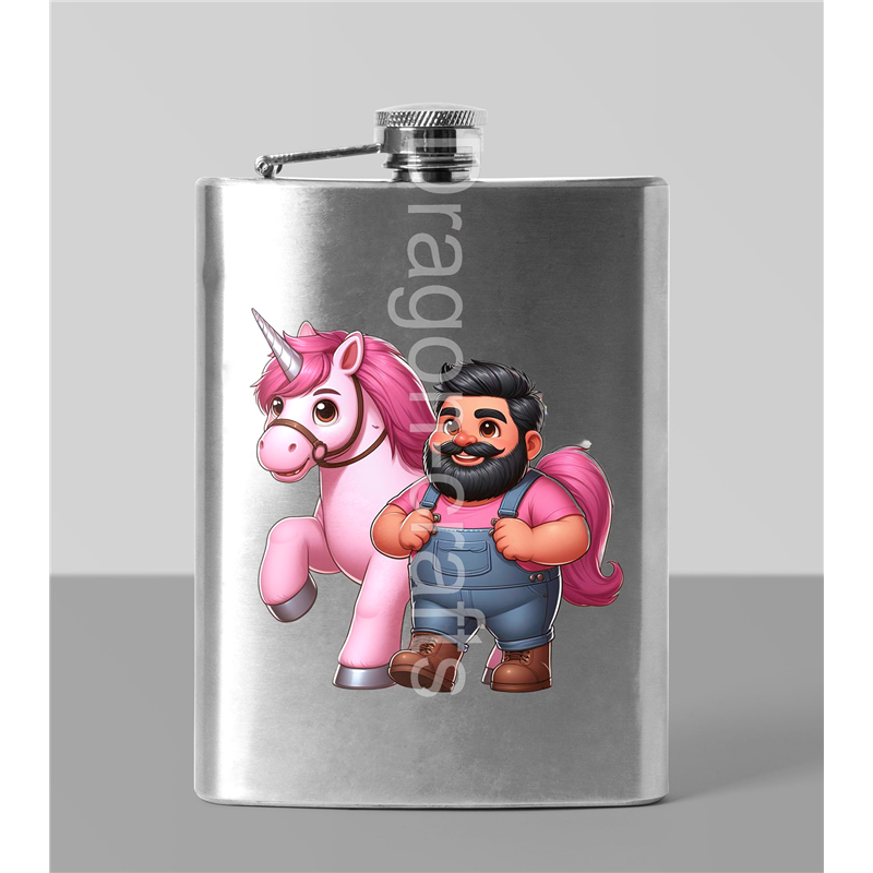 8oz Hip Flask - Unicorn rider - 65