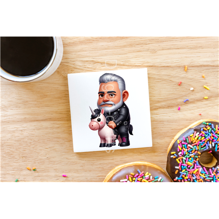 CERAMIC TILE COASTER/ TRIVET - Unicorn rider - 11