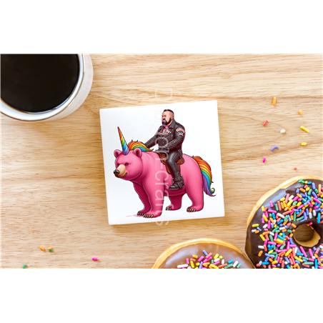 CERAMIC TILE COASTER/ TRIVET - Unicorn rider - 12