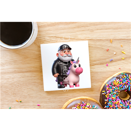 CERAMIC TILE COASTER/ TRIVET - Unicorn rider - 13