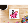 CERAMIC TILE COASTER/ TRIVET - Unicorn rider - 16