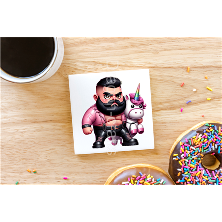 CERAMIC TILE COASTER/ TRIVET - Unicorn rider - 17