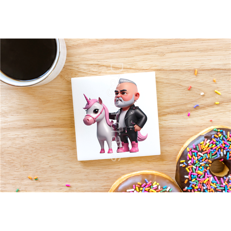 CERAMIC TILE COASTER/ TRIVET - Unicorn rider - 21