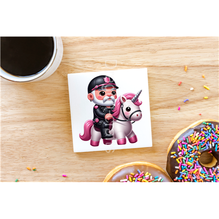 CERAMIC TILE COASTER/ TRIVET - Unicorn rider - 28