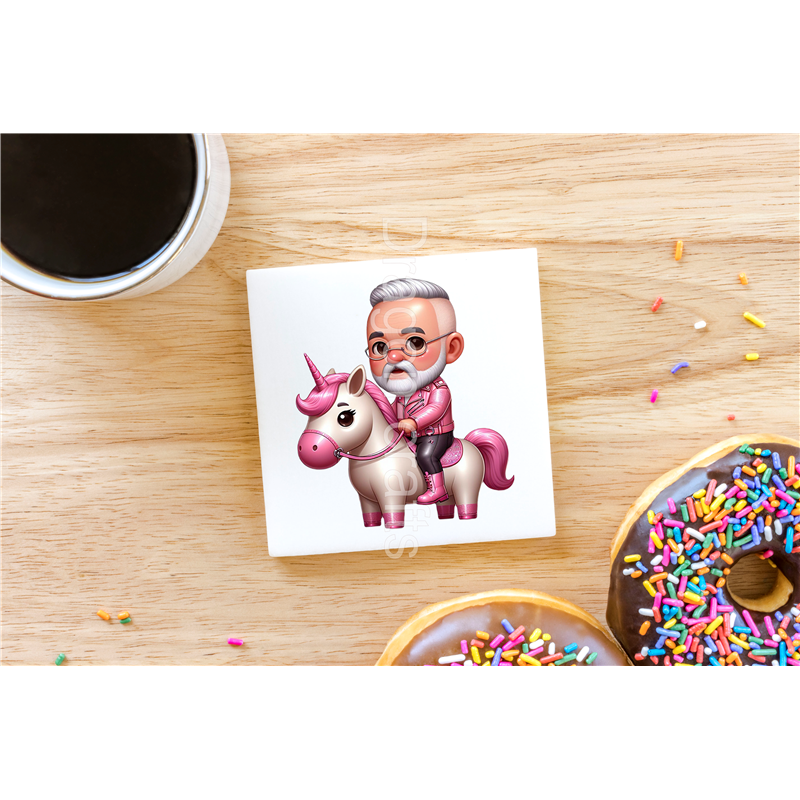 CERAMIC TILE COASTER/ TRIVET - Unicorn rider - 29