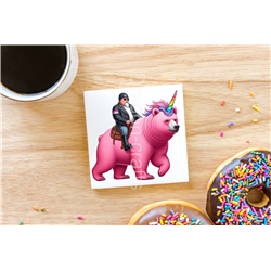 CERAMIC TILE COASTER/ TRIVET - Unicorn rider - 37