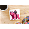 CERAMIC TILE COASTER/ TRIVET - Unicorn rider - 38