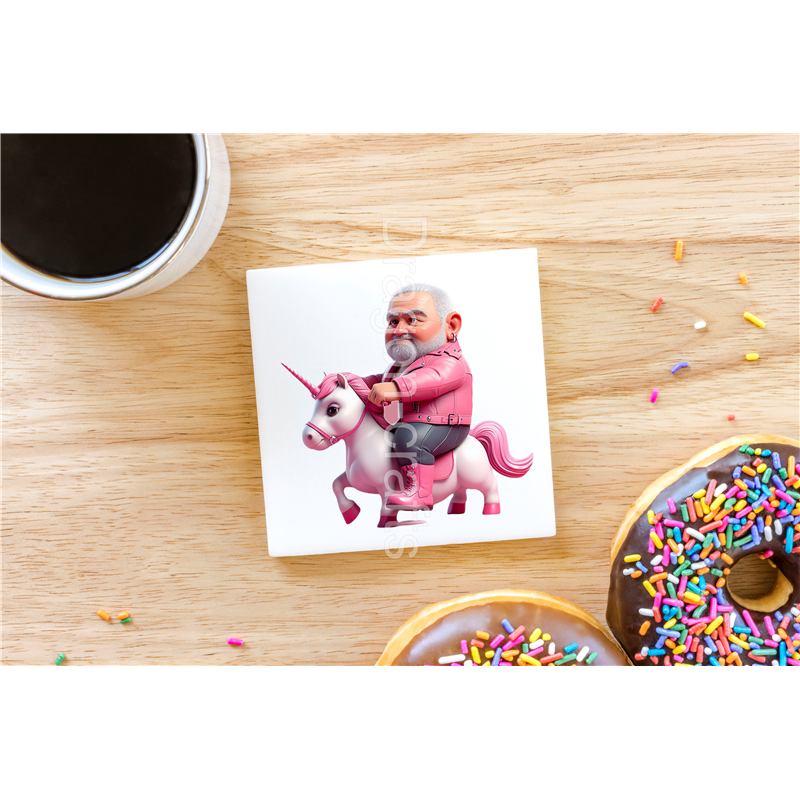CERAMIC TILE COASTER/ TRIVET - Unicorn rider - 43 CERAMIC TILE COASTER/ TRIVET - Unicorn rider - 43