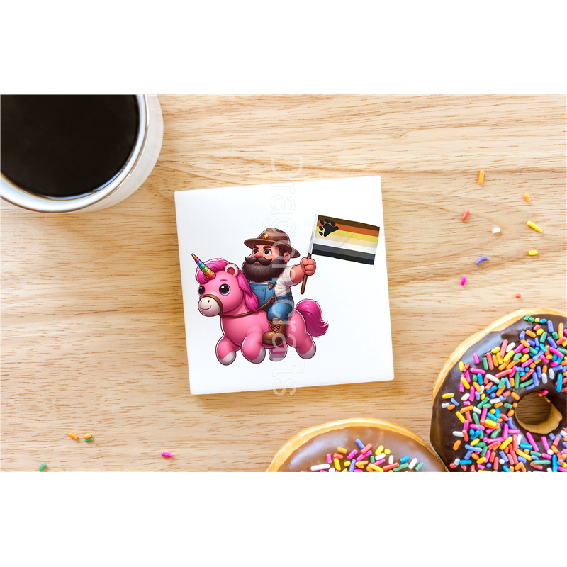 CERAMIC TILE COASTER/ TRIVET - Unicorn rider - 53