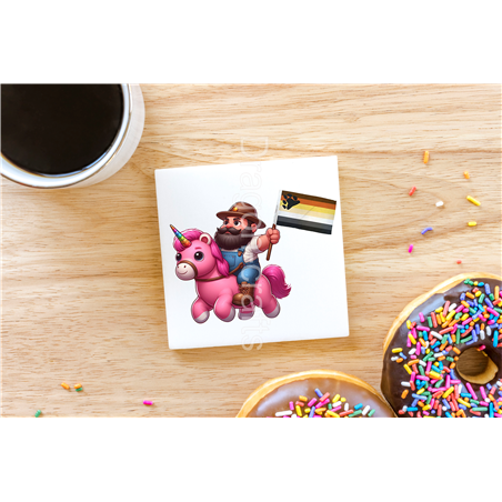 CERAMIC TILE COASTER/ TRIVET - Unicorn rider - 53