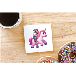 CERAMIC TILE COASTER/ TRIVET - Unicorn rider - 63