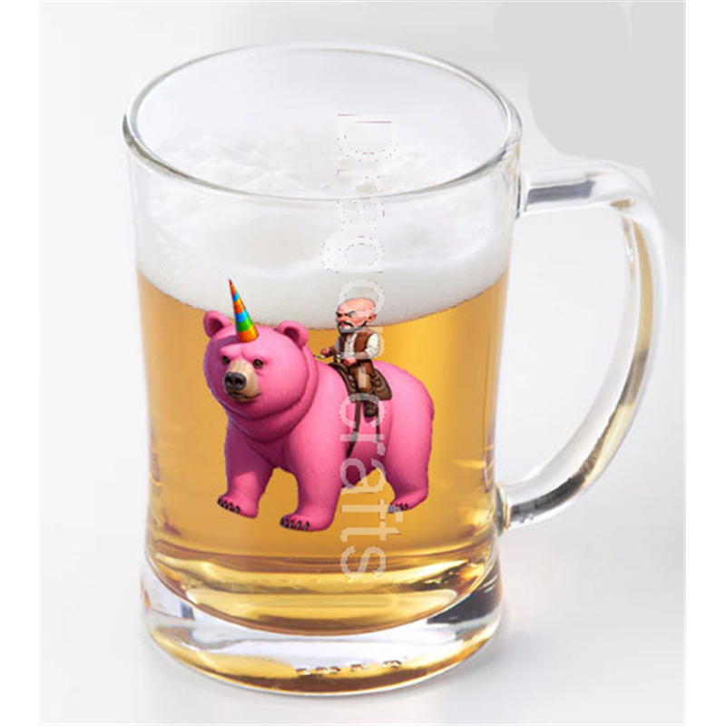 Glass Tankard - Unicorn rider - 14 Glass Tankard - Unicorn rider - 14