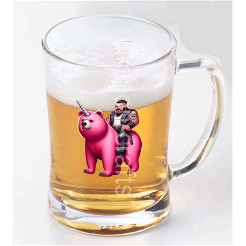 Glass Tankard - Unicorn rider - 15 Glass Tankard - Unicorn rider - 15