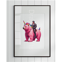 Print of design (option to be framed) - Unicorn rider - 24