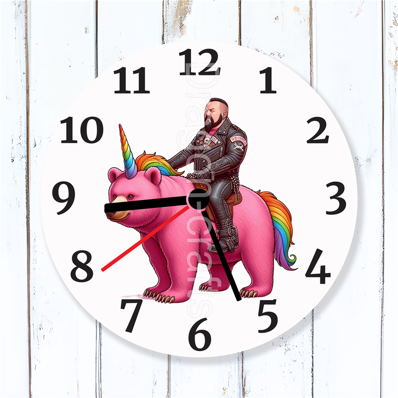 Round Glass Wall Clock - Unicorn Rider - 12 Round Glass Wall Clock - Unicorn Rider - 12