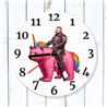 Round Glass  Wall Clock - Unicorn Rider - 12