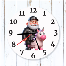 Round Glass  Wall Clock - Unicorn Rider - 13