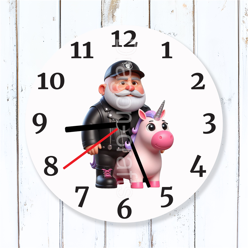Round Glass Wall Clock - Unicorn Rider - 13 Round Glass Wall Clock - Unicorn Rider - 13