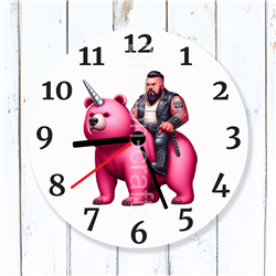 Round Glass  Wall Clock - Unicorn Rider - 15