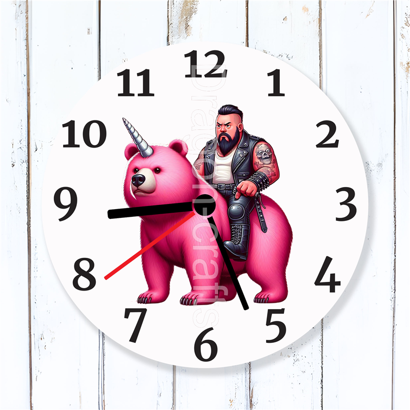 Round Glass  Wall Clock - Unicorn Rider - 15