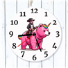 Round Glass  Wall Clock - Unicorn Rider - 16