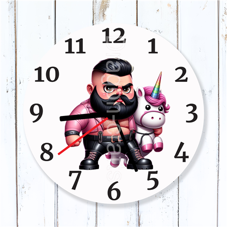 Round Glass  Wall Clock - Unicorn Rider - 17