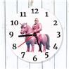 Round Glass  Wall Clock - Unicorn Rider - 18