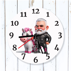 Round Glass  Wall Clock - Unicorn Rider - 2