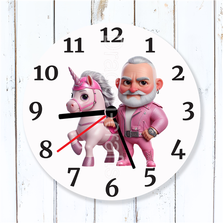 Round Glass  Wall Clock - Unicorn Rider - 20