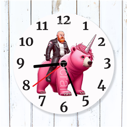 Round Glass  Wall Clock - Unicorn Rider - 22